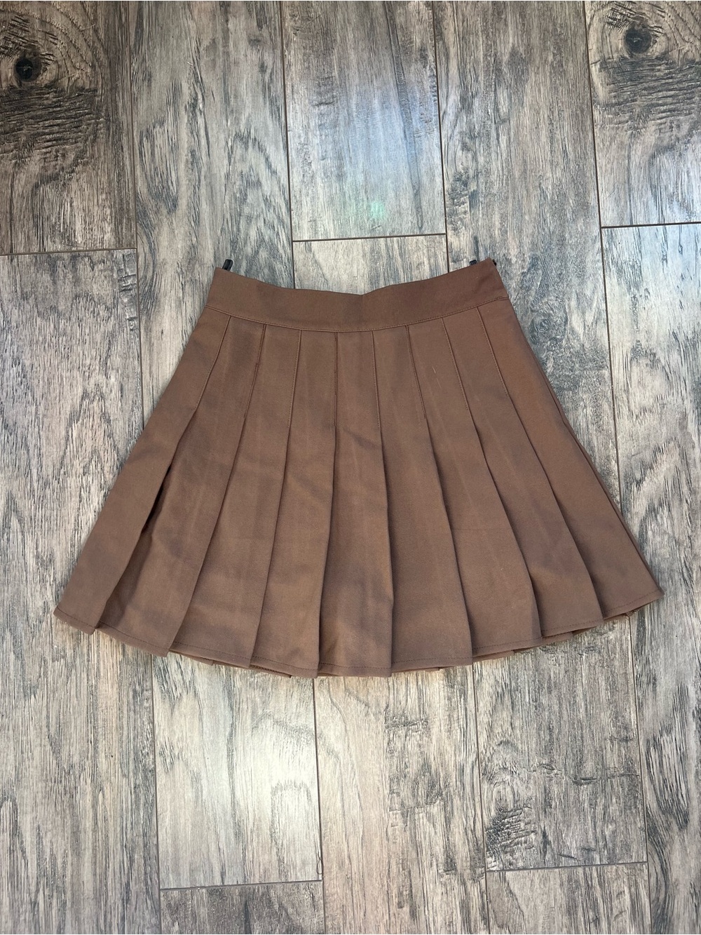 Brown Pleated High Waisted Tennis Mini Skort S
